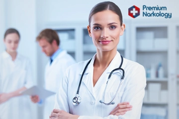 женщина врач со стетоскопом на шее